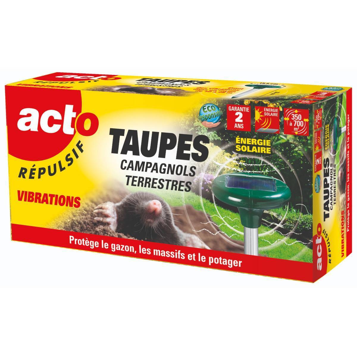 EdenGardens Lot De 2 Répulsifs Anti-Taupe Solaires - Meilleur Contre Taupes Et Campagnols