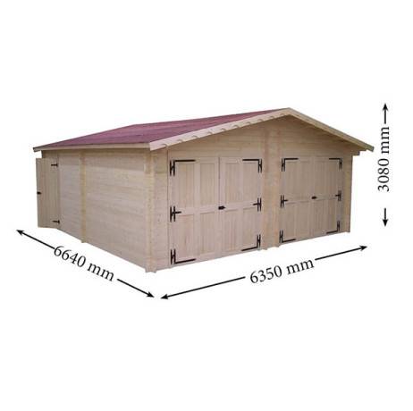 Garage dble en bois Vermont 34.93 m² madriers de 42 mm - Image 3