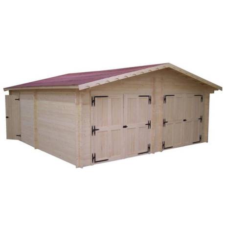 Garage dble en bois Vermont 34.93 m² madriers de 42 mm - Image 1
