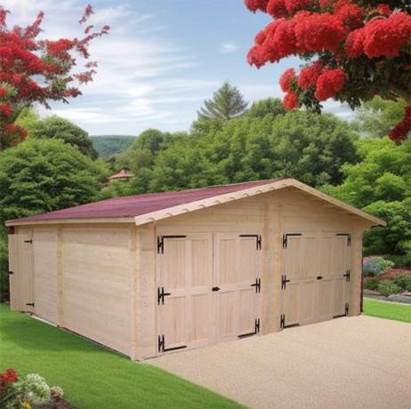 Garage dble en bois Vermont 34.93 m² madriers de 42 mm - Image 2