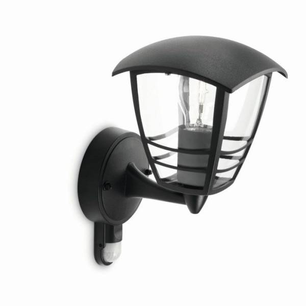 Philips - Applique murale extérieure - PHILIPS - Creek - Noir - Avec capteur - IP44 - Image 1
