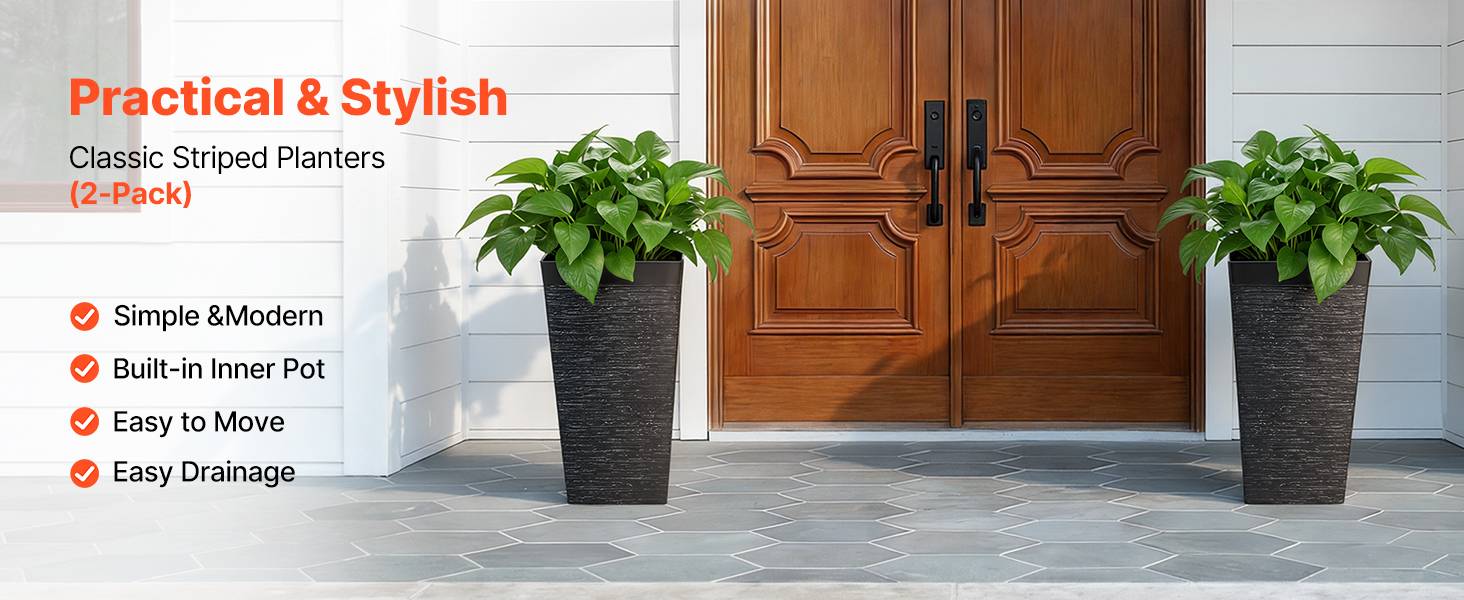 Vevor - VEVOR Jardinière Haute Pot de Fleur Haut Intérieur Extérieur 58 cm Lot de 2 Noir - Image 9