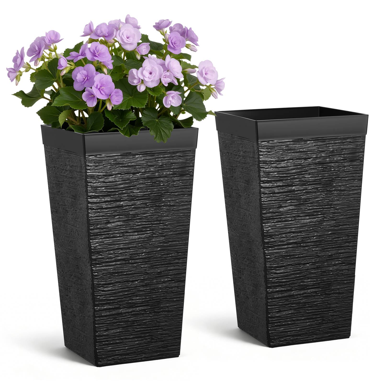 Vevor - VEVOR Jardinière Haute Pot de Fleur Haut Intérieur Extérieur 58 cm Lot de 2 Noir - Image 1