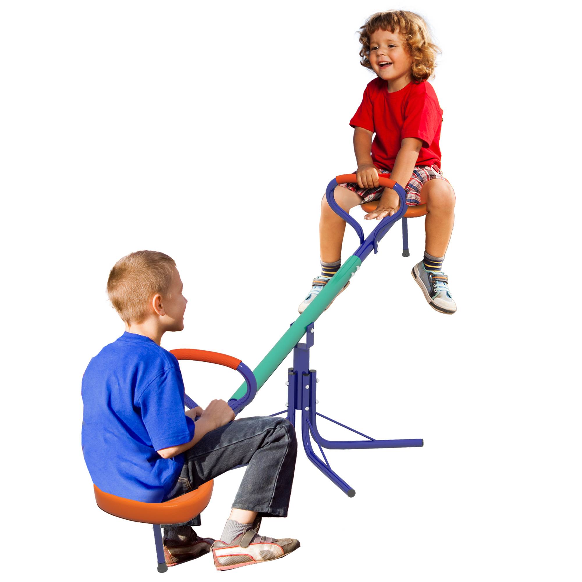 Sans Marque - Balançoire bascule enfants 3-8 ans rotation 360° acier polypropylène 192x60x60 cm