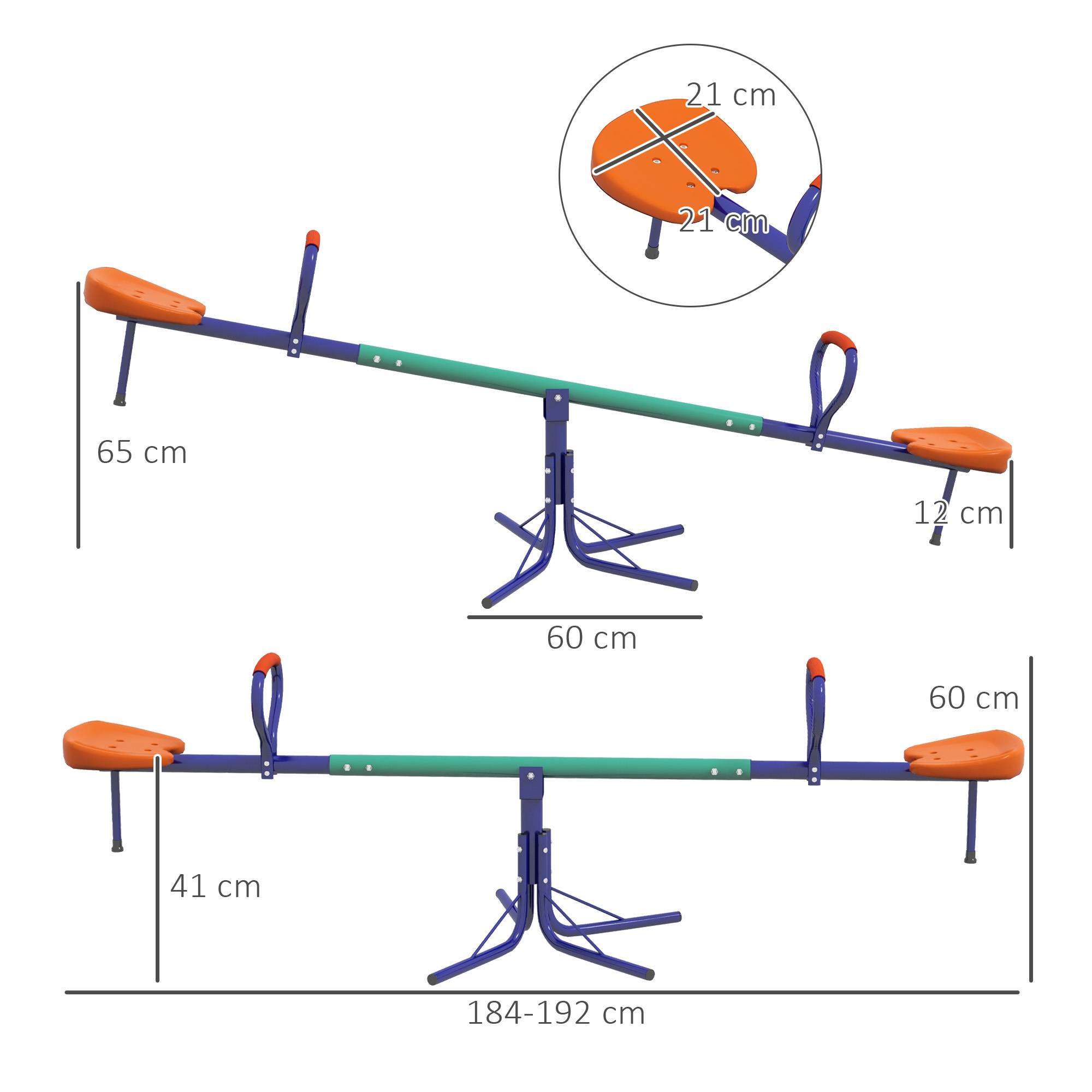 Sans Marque - Balançoire bascule enfants 3-8 ans rotation 360° acier polypropylène 192x60x60 cm - Image 5