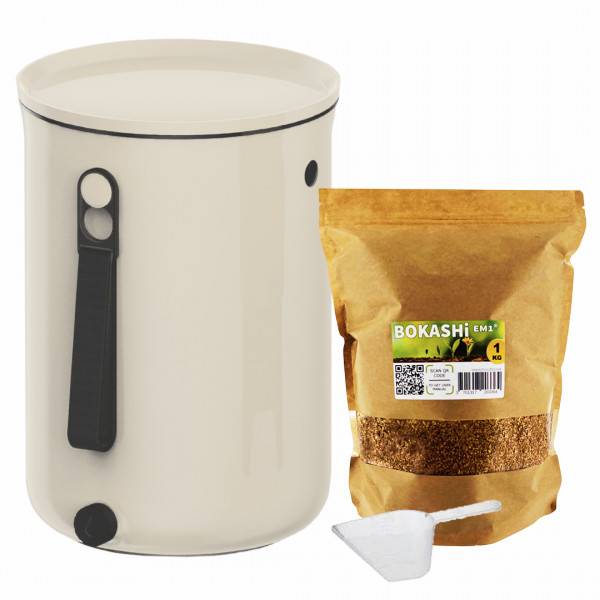Bokashi Organko 2 Blanc (9,6L) + 1 kg d'Activateur EM-1 - Image 1