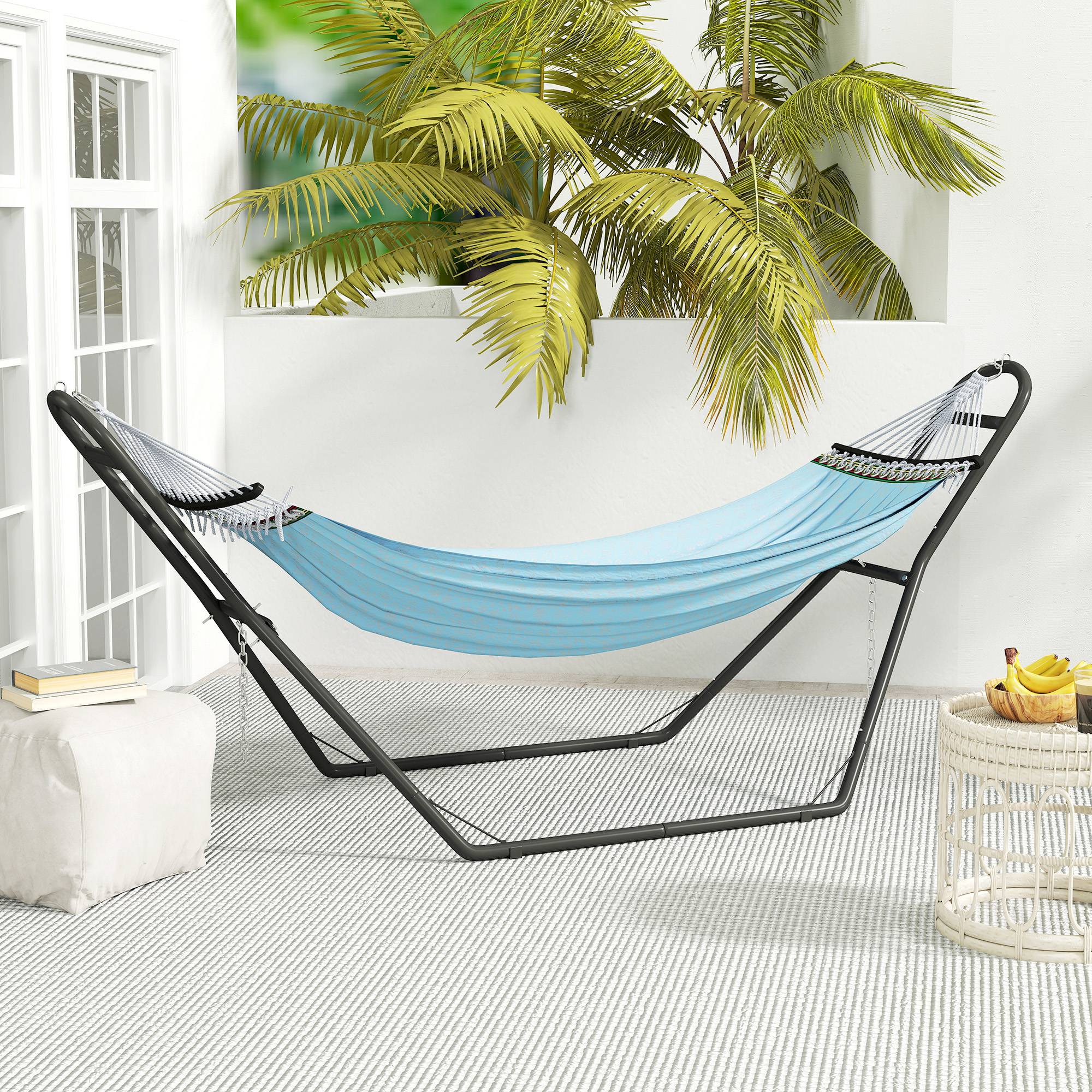 Outsunny - Support de hamac réglable pour 2 à 3 personnes - pieds antidérapants - acier - pour Hamacs de 2,75 à 4 m - noir - Outsunny - Image 2