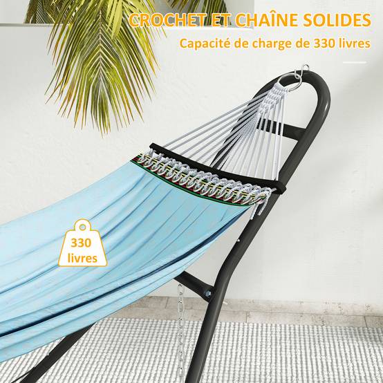 Outsunny - Support de hamac réglable pour 2 à 3 personnes - pieds antidérapants - acier - pour Hamacs de 2,75 à 4 m - noir - Outsunny - Image 8
