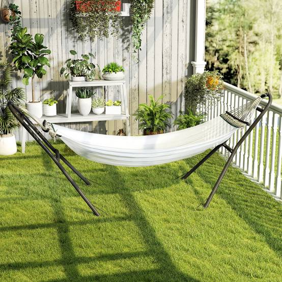 Outsunny - Support de hamac réglable pour 2 à 3 personnes - pieds antidérapants - acier - pour Hamacs de 2,75 à 4 m - noir - Outsunny - Image 6