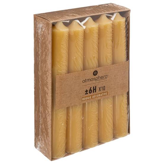 Lot de 10 Bougies Bâtons Jaune H 16 cm - Image 1