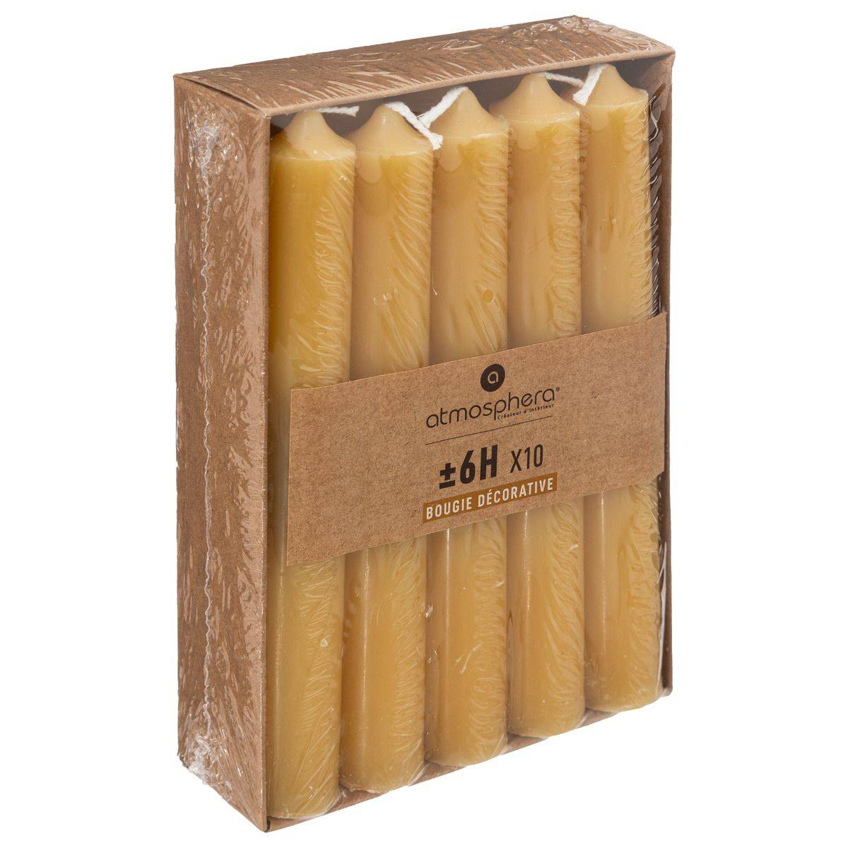 Lot de 10 Bougies Bâtons Jaune H 16 cm - Image 1