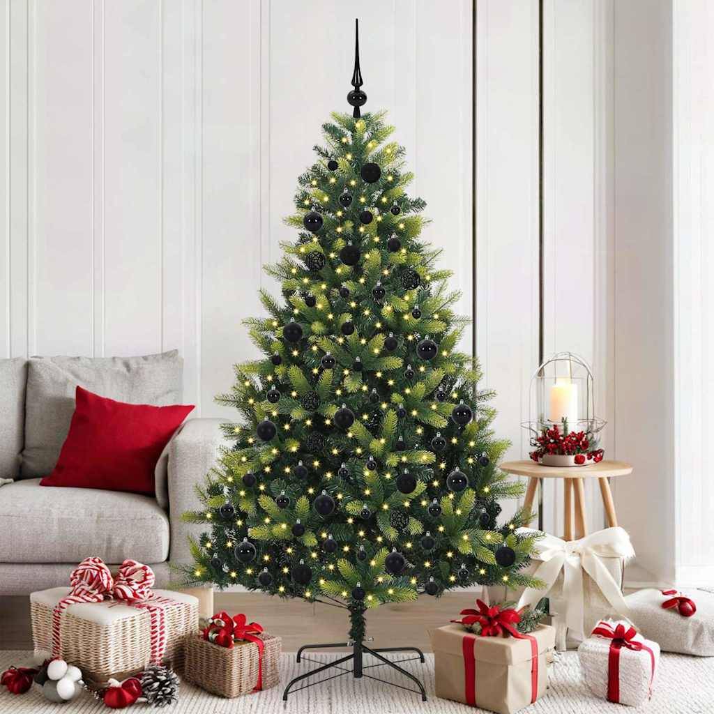 Sapin de Noël | Arbre de Noël artificiel en silicone flexible 300 LEDs 180 cm Maison Chic - Image 2