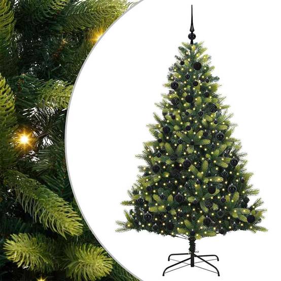 Sapin de Noël | Arbre de Noël artificiel en silicone flexible 300 LEDs 180 cm Maison Chic - Image 1