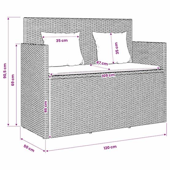 Vidaxl - Banc de jardin avec coussins marron résine tressée vidaXL 365762 - Image 3