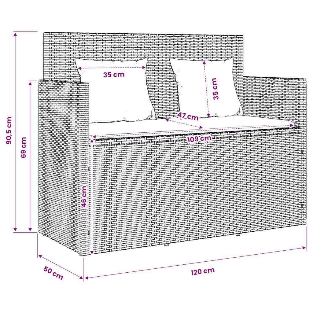 Vidaxl - Banc de jardin avec coussins marron résine tressée vidaXL 365762 - Image 3