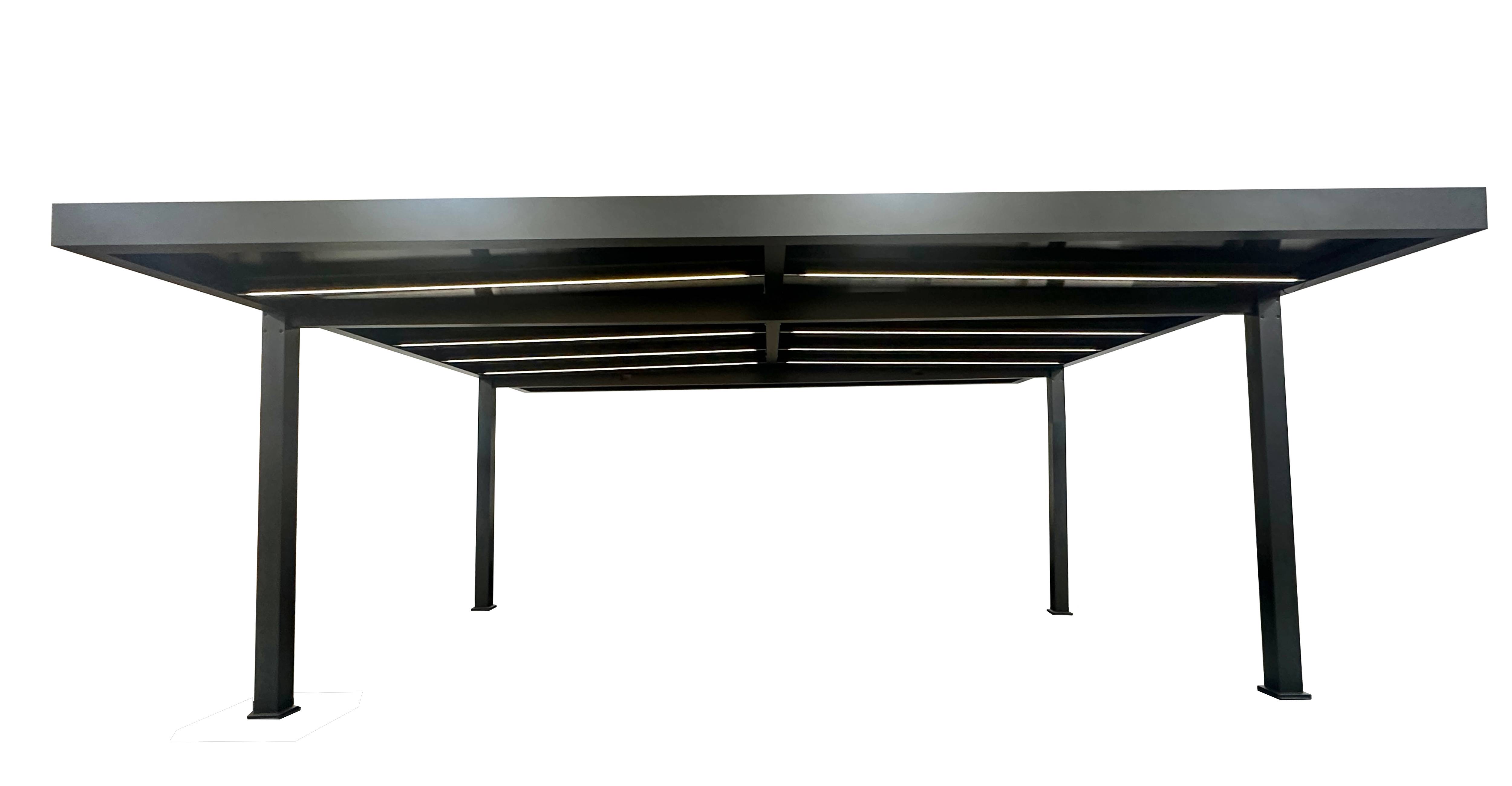 Carport aluminium 5,15mx 6m GREEN OUTSIDE coloris noir 2 places avec eclairage LED - Image 1