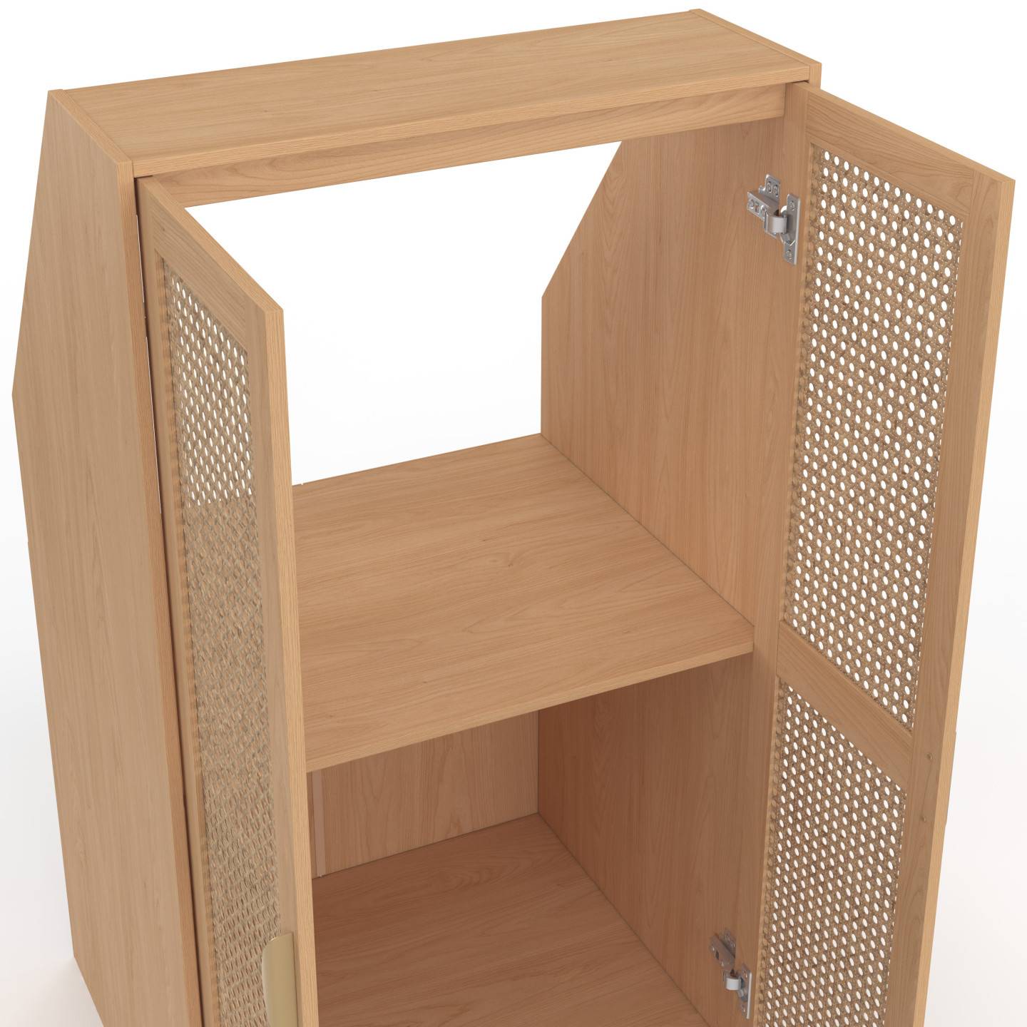 IDMARKET - Armoire sous pente 2 portes EDHEN 60 x 50 x 70/110 cm bois et cannage - Image 7