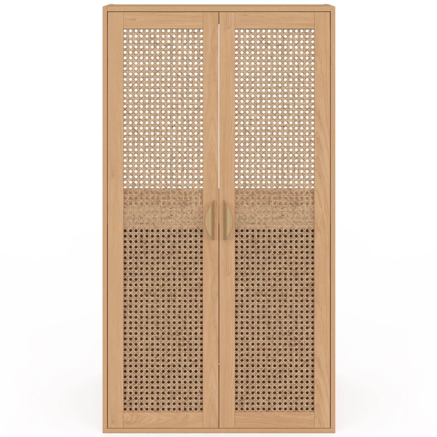 IDMARKET - Armoire sous pente 2 portes EDHEN 60 x 50 x 70/110 cm bois et cannage - Image 6