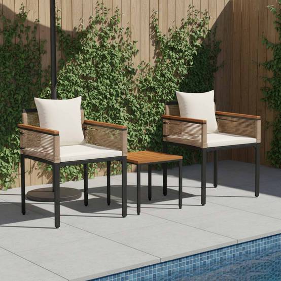 Ensemble de meubles d'extérieur 3 pcs | Mobilier d'extérieur Beige et blanc crème Maison Chic - Image 2