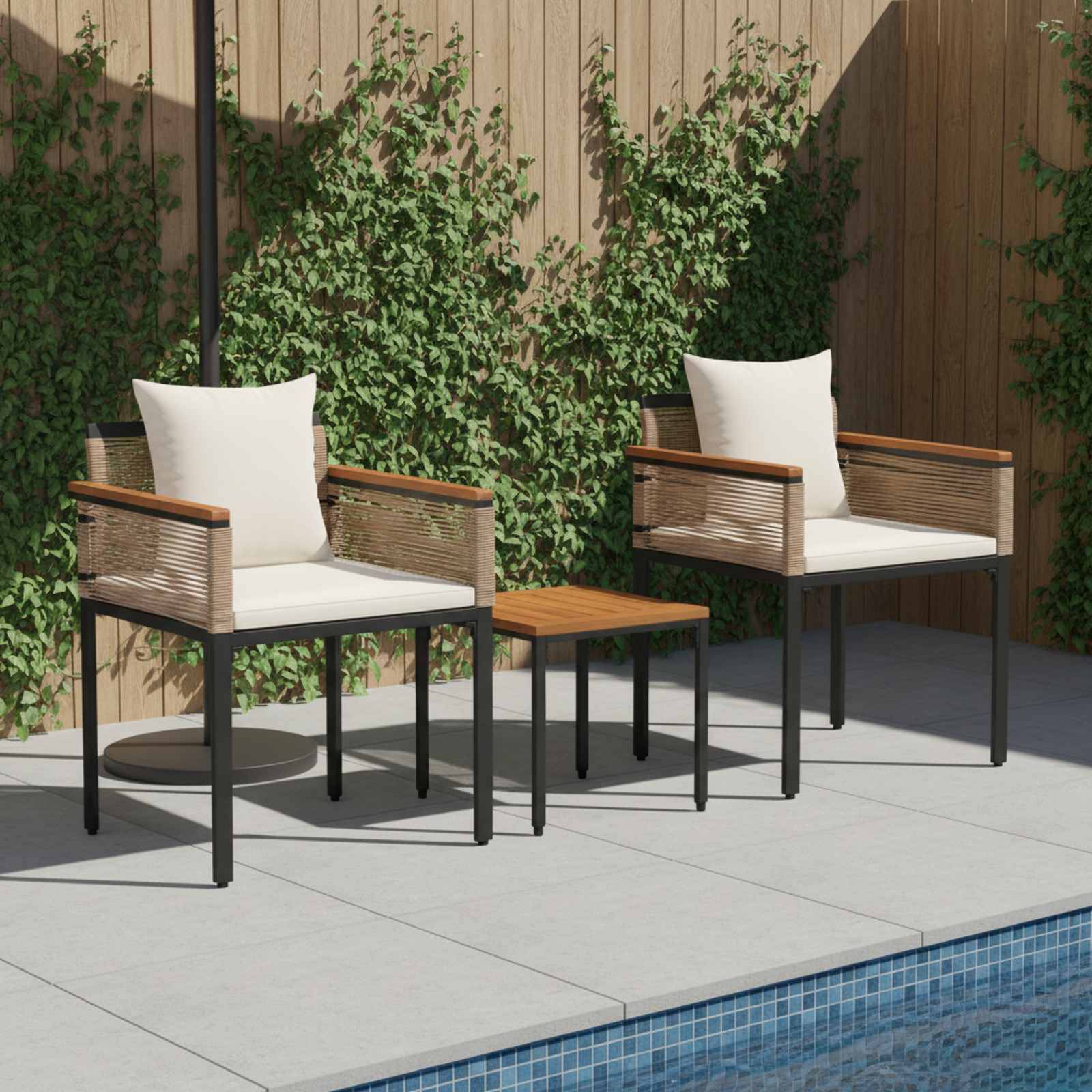 Ensemble de meubles d'extérieur 3 pcs | Mobilier d'extérieur Beige et blanc crème Maison Chic - Image 2