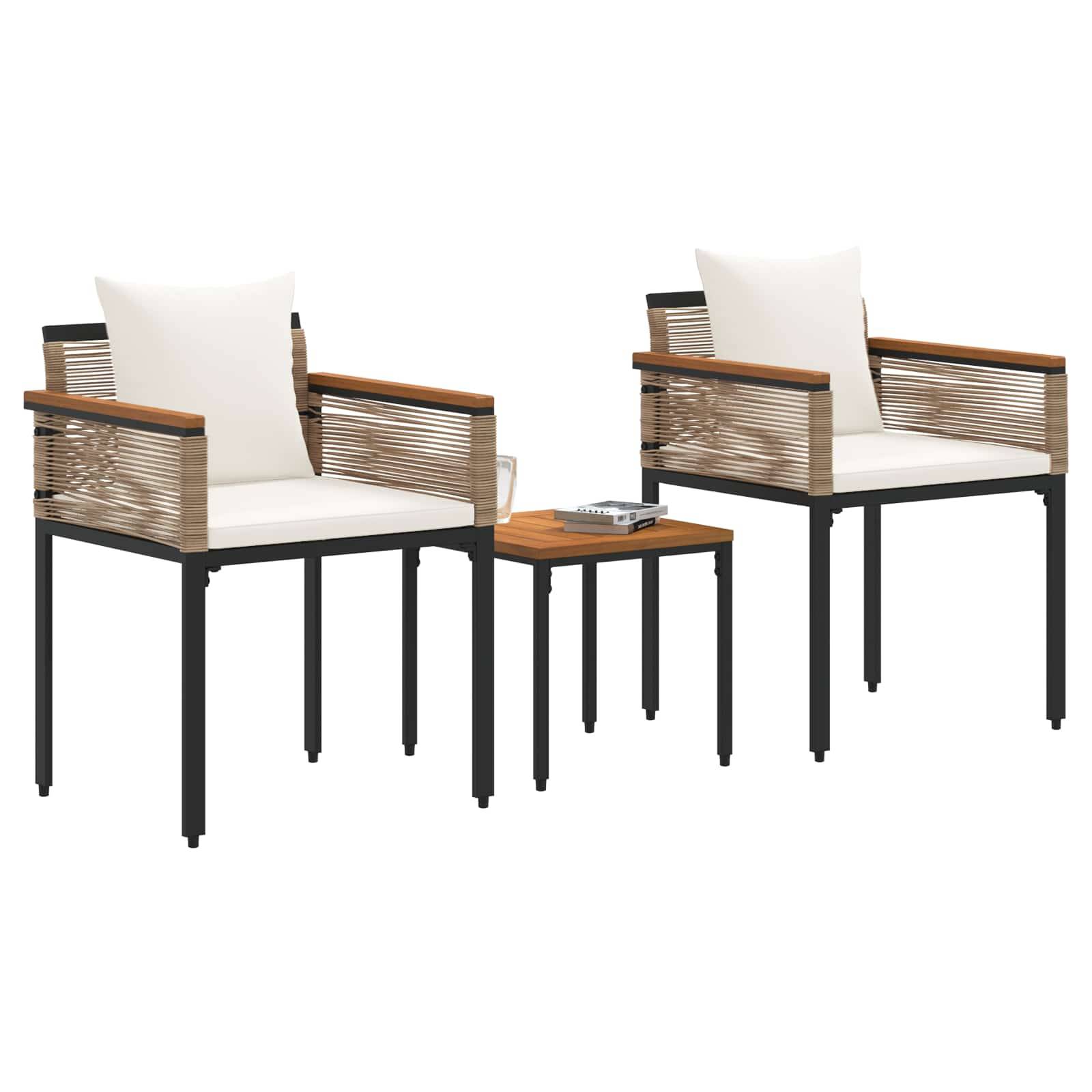 Ensemble de meubles d'extérieur 3 pcs | Mobilier d'extérieur Beige et blanc crème Maison Chic - Image 3