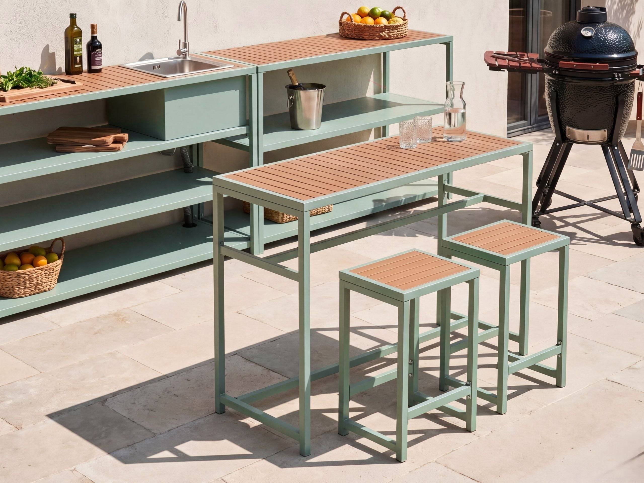 Beliani - Table de repas, 2 Personnes Acier Vert clair AVETRANA - Beliani