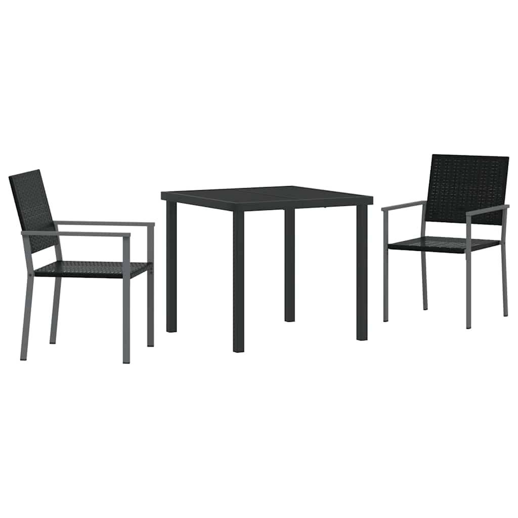 ComfortXL - Salon de jardin 2 personnes résine tressée avec table en verre pour balcon et terrasse Noir – ComfortXL Outdoor Living - Image 2