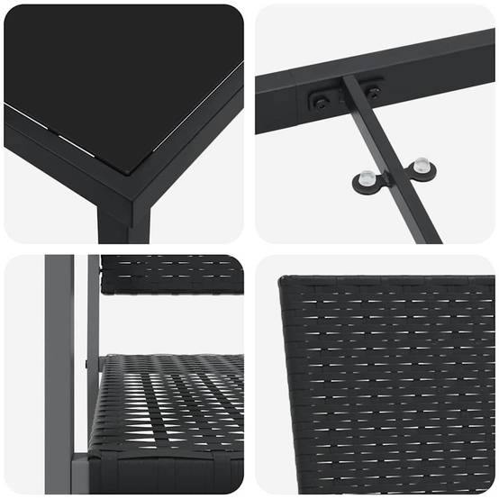 ComfortXL - Salon de jardin 2 personnes résine tressée avec table en verre pour balcon et terrasse Noir – ComfortXL Outdoor Living - Image 9