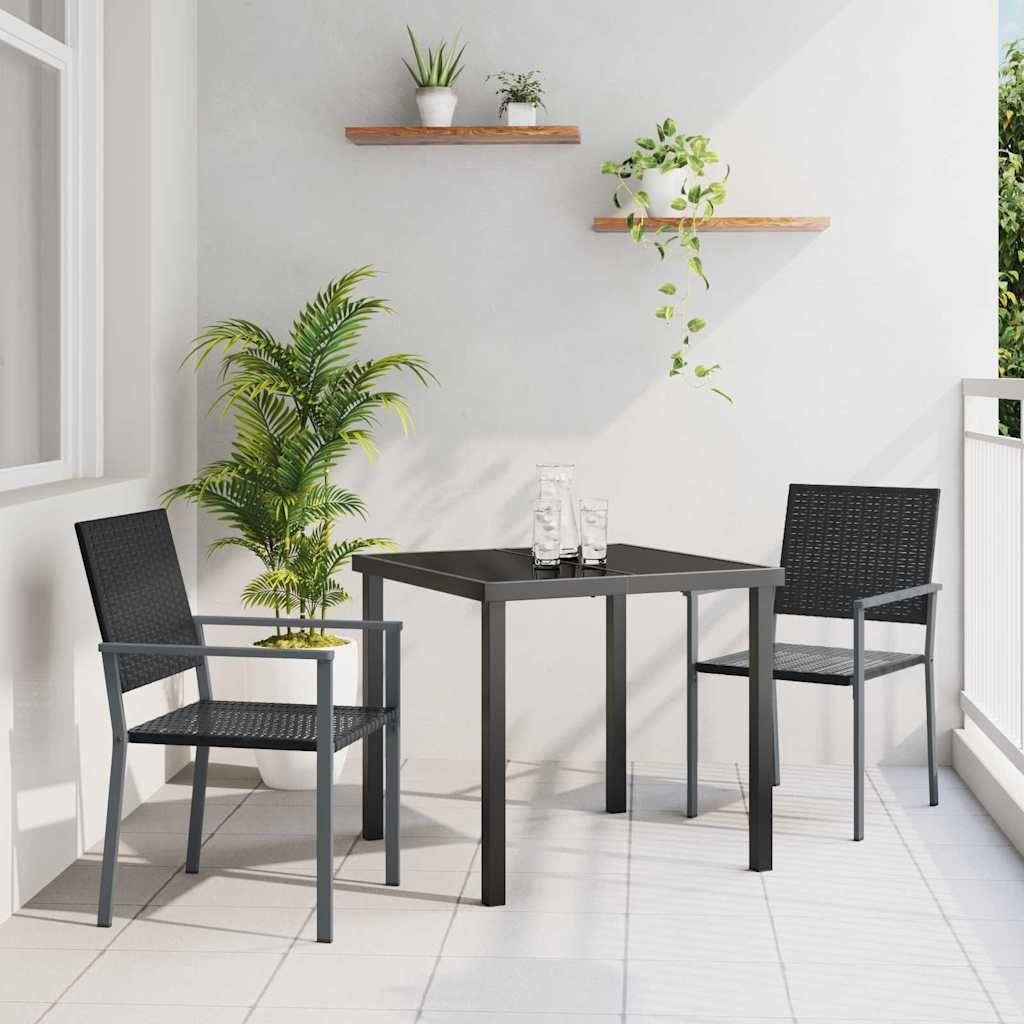 ComfortXL - Salon de jardin 2 personnes résine tressée avec table en verre pour balcon et terrasse Noir – ComfortXL Outdoor Living