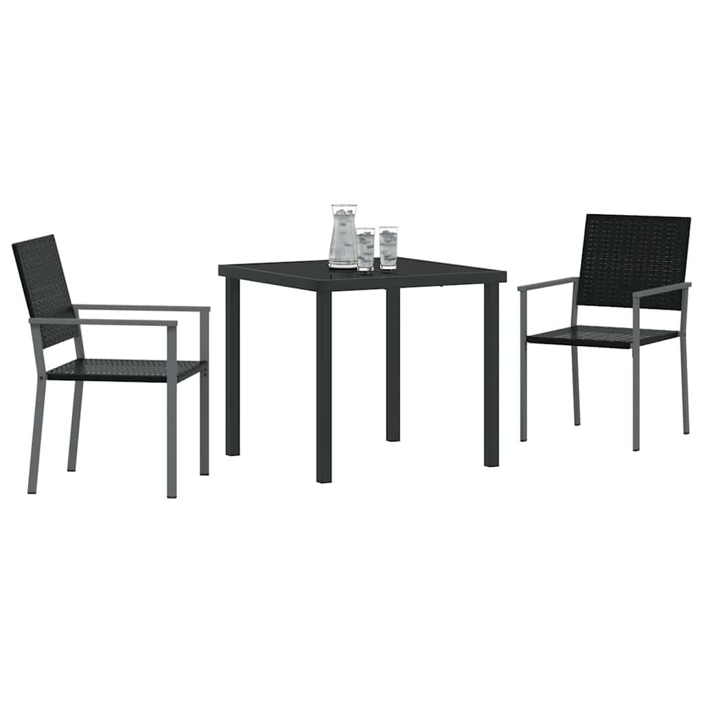 ComfortXL - Salon de jardin 2 personnes résine tressée avec table en verre pour balcon et terrasse Noir – ComfortXL Outdoor Living - Image 3