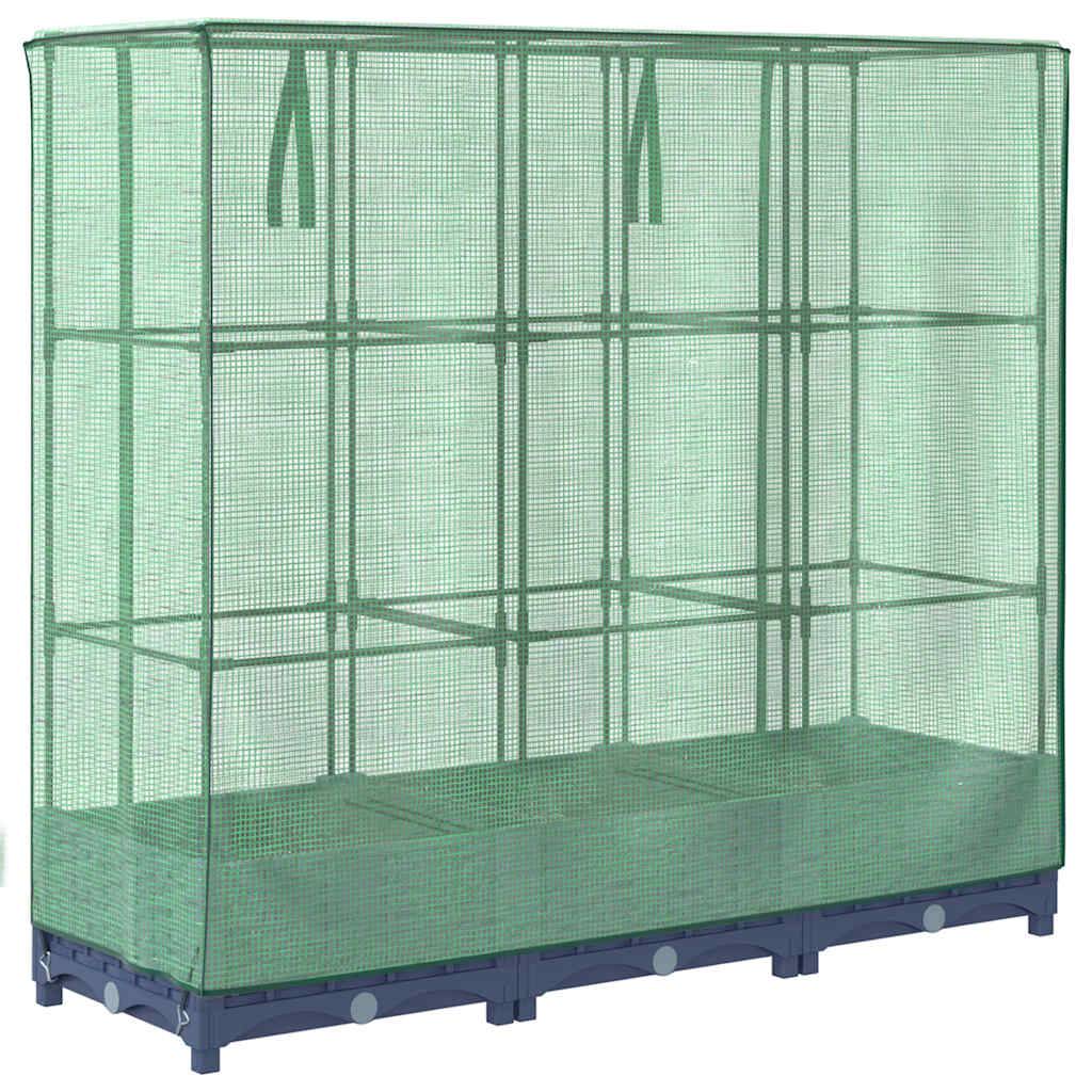 PANGIVO - Carré potager surélevé PP bleu-gris avec housse PE aspect rotin 120 x 40 x 123 cm - PANGIVO - Image 6