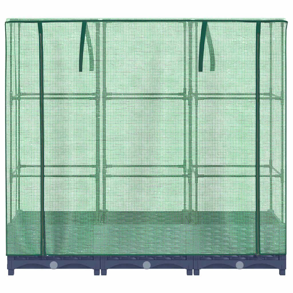 PANGIVO - Carré potager surélevé PP bleu-gris avec housse PE aspect rotin 120 x 40 x 123 cm - PANGIVO - Image 4