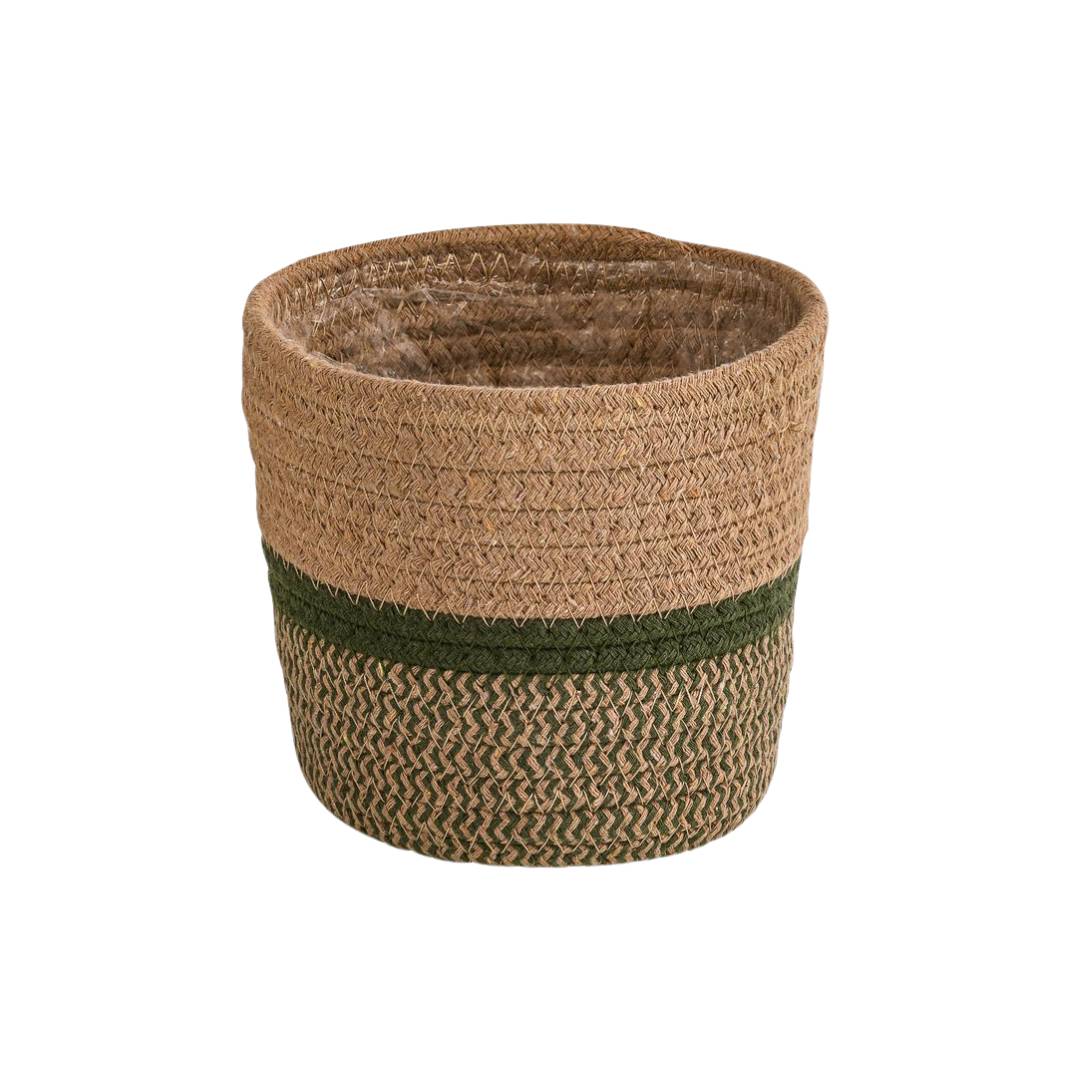Cache-pot panier en jonc de mer - D.21cm - Image 1