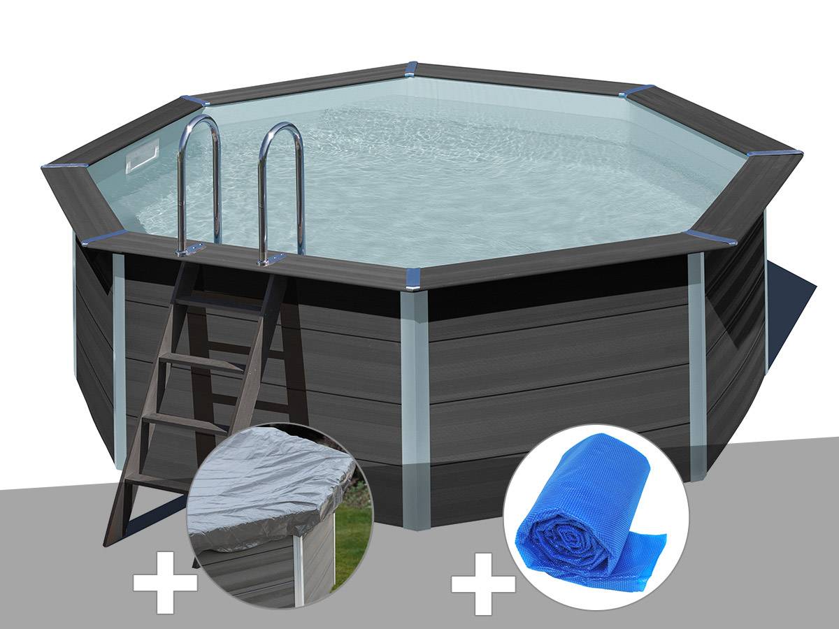 Gré - Kit piscine composite Gré Avant-Garde ronde 4,10 x 1,24 m + Bâche hiver + Bâche à bulles