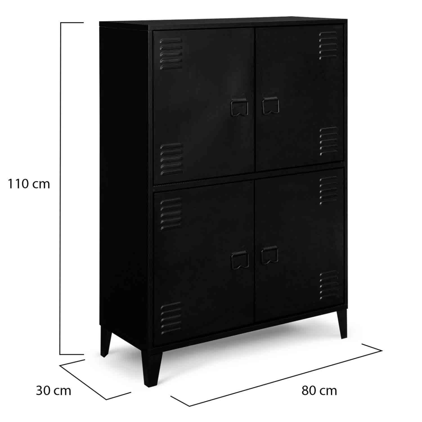 Armoire basse ESTER 4 portes métal noir design industriel - Image 6