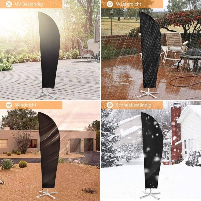 IntiMeg - Housse de Parasol Déportée, Anti-UV / Imperméable Housse de Protection en Tissu Oxford 420D pour Parasol à Mât Déporté (280 x 30/81/46cm) Noir IntiMeg - Image 2