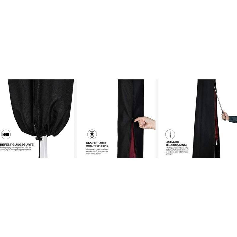 IntiMeg - Housse de Parasol Déportée, Anti-UV / Imperméable Housse de Protection en Tissu Oxford 420D pour Parasol à Mât Déporté (280 x 30/81/46cm) Noir IntiMeg - Image 4