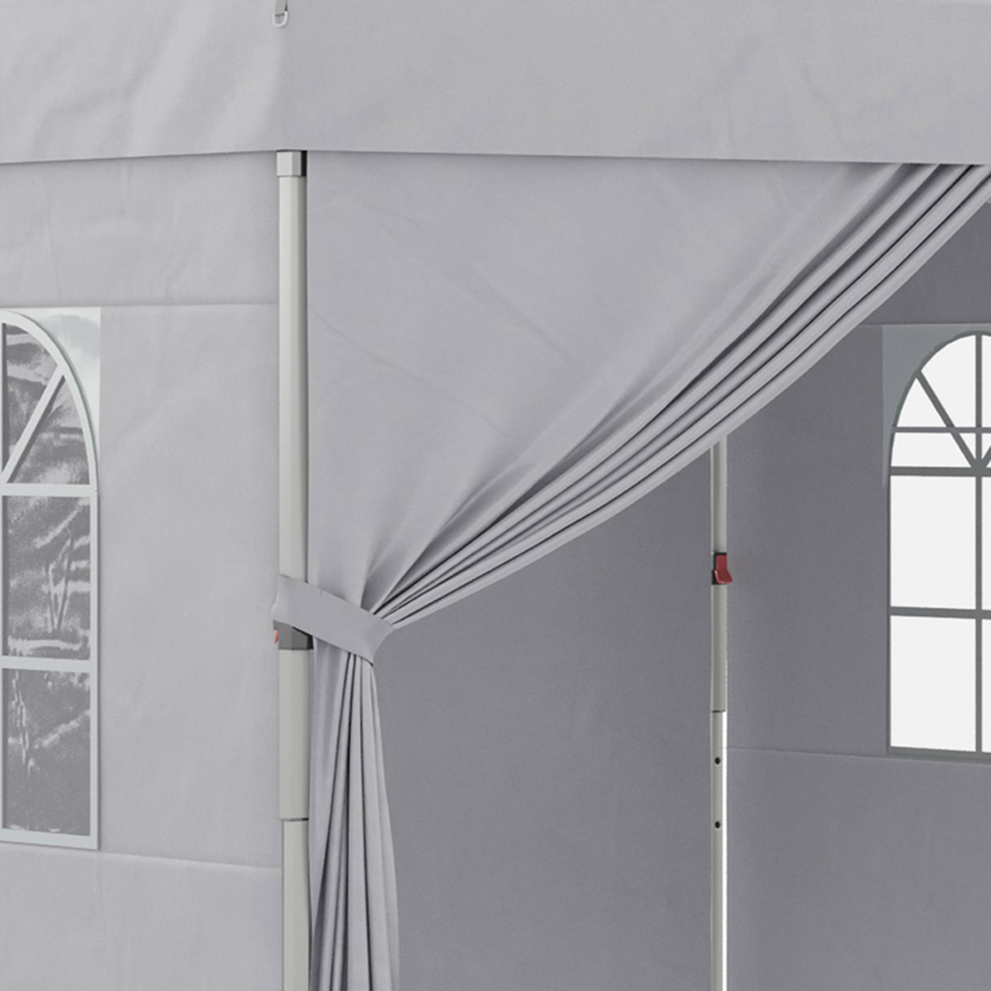 Outsunny - Tonnelle de jardin pliante pop-up 3x3m h. réglable parois latérales aérations fenêtres sac transport roulettes tissu Oxford 300D gris clair - Outsunny - Image 9