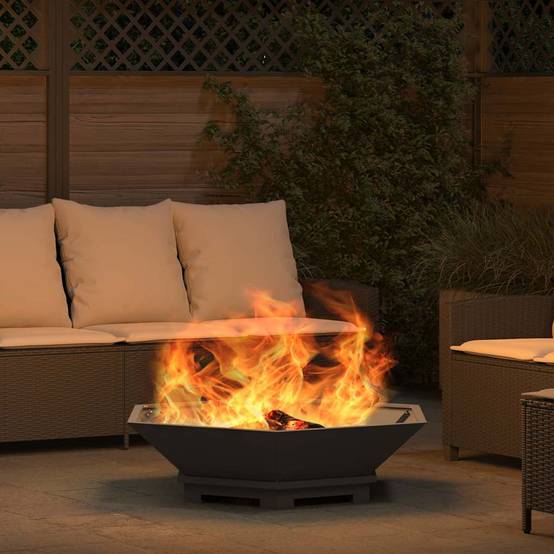 Grand Brasero Carré XXL Acier Foyer de Jardin Design Moderne 100x100x28 cm Noir - ComfortXL Outdoor Living - Image 4