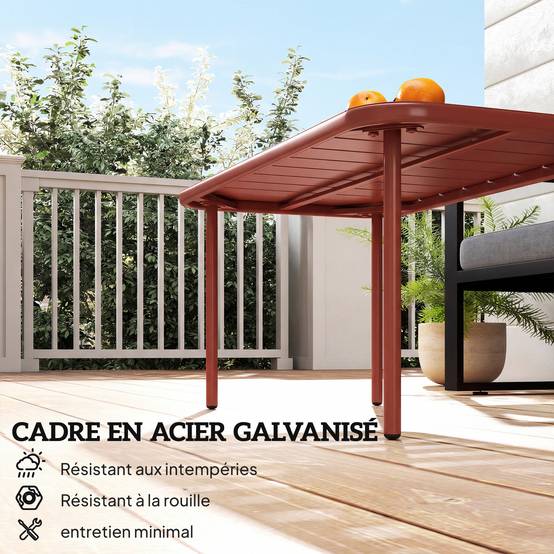 PANGIVO - Table basse de jardin acier galvanisé rouge 90 x 50 x 43 cm - PANGIVO - Image 6