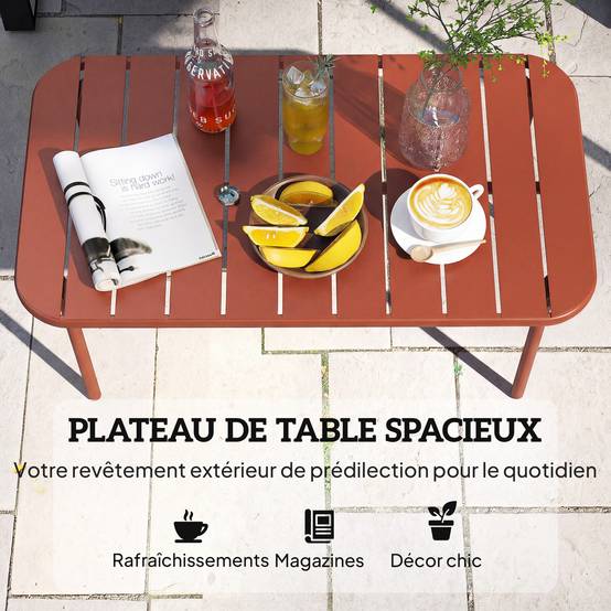 PANGIVO - Table basse de jardin acier galvanisé rouge 90 x 50 x 43 cm - PANGIVO - Image 8