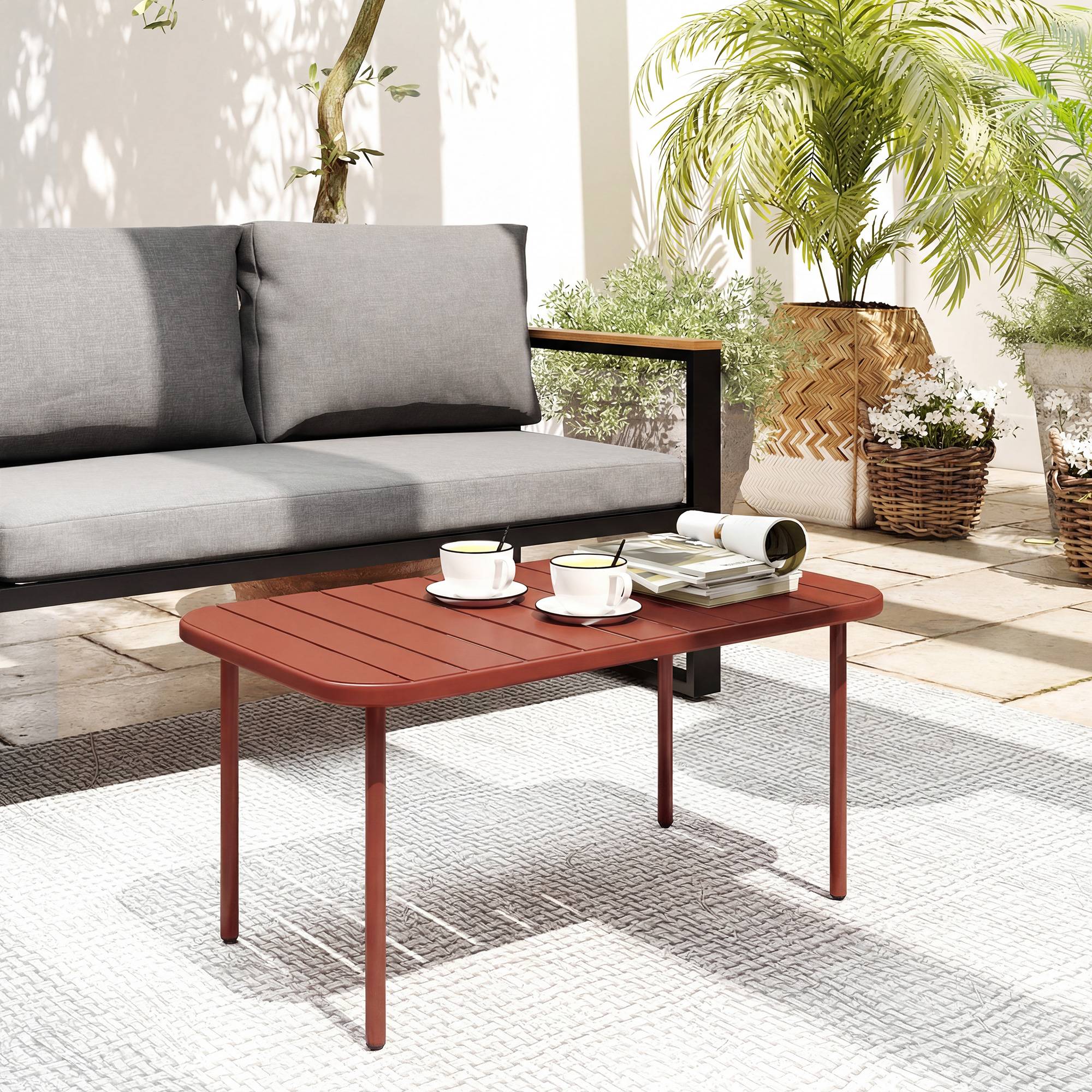 PANGIVO - Table basse de jardin acier galvanisé rouge 90 x 50 x 43 cm - PANGIVO - Image 10