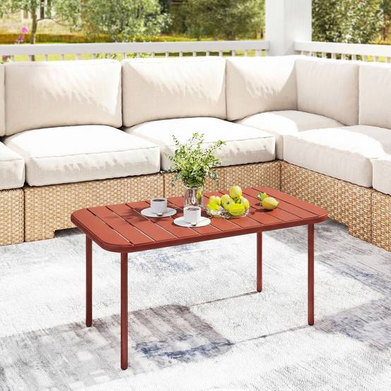 PANGIVO - Table basse de jardin acier galvanisé rouge 90 x 50 x 43 cm - PANGIVO - Image 3
