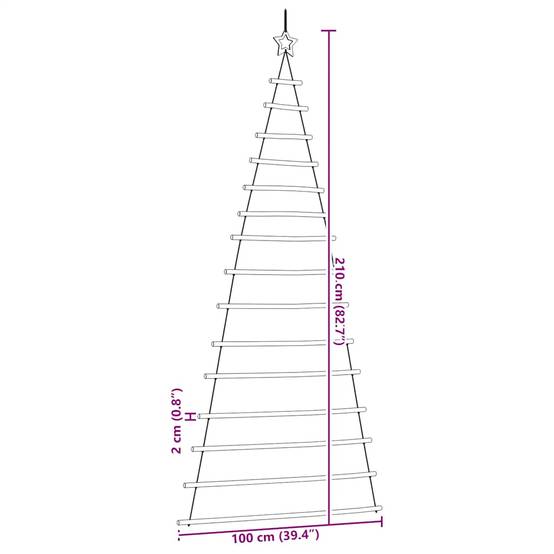 Très Grand Sapin Mural Suspendu en Bois Naturel Décoration Rustique 210 cm – ComfortXL Outdoor Living - Image 8