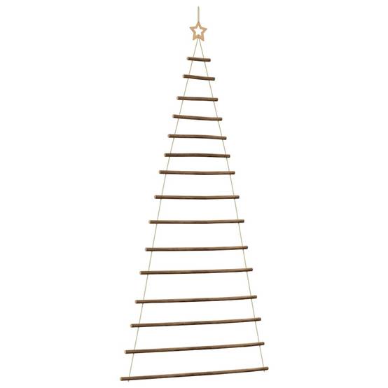 Très Grand Sapin Mural Suspendu en Bois Naturel Décoration Rustique 210 cm – ComfortXL Outdoor Living - Image 2