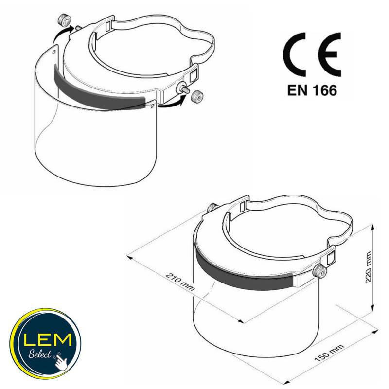 Visière de protection réglable polycarbonate homologuée EN166 (à l'unité) - Image 3