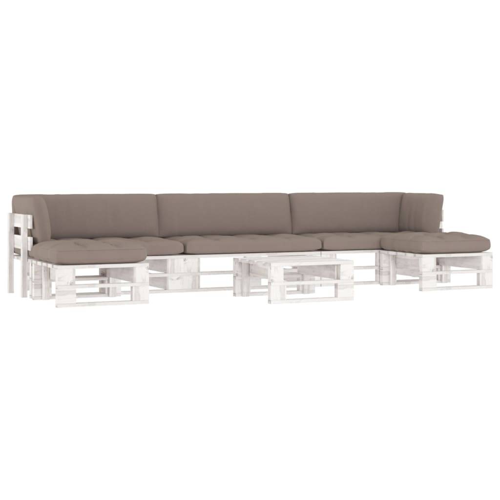 Vidaxl - Salon de jardin palette 6 pcs et coussins Pin imprégné de blanc vidaXL 3066933 - Image 1