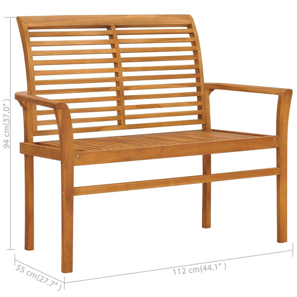 Helloshop26 - Banc de jardin meuble de patio d'extérieur terrasse avec coussin beige 112 x 55 x 94 cm bois de teck massif - Image 7