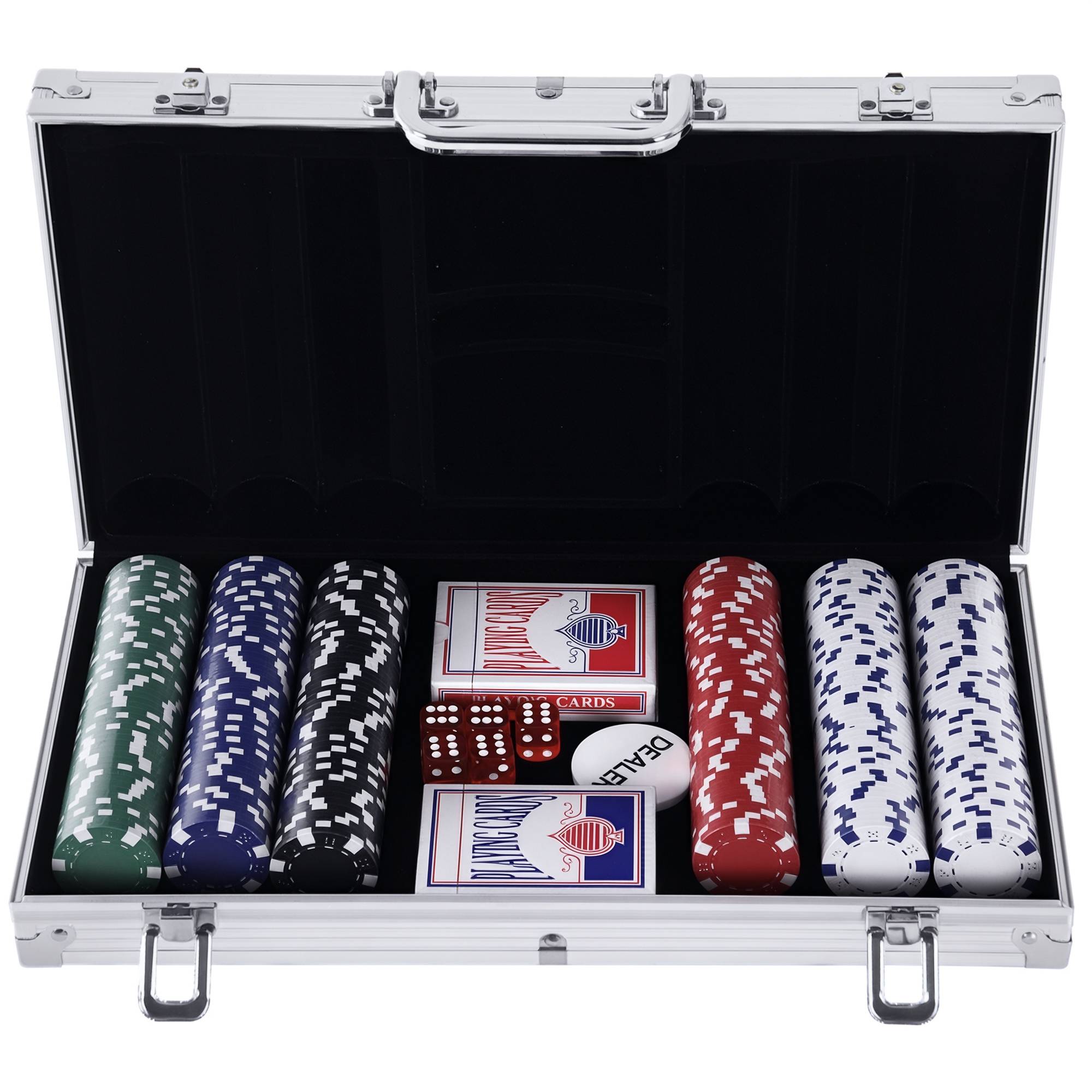 Mallette de Poker Coffret de Poker Complet avec 300 jetons 2 Jeux de Cartes + 2 clés Aluminium - Image 1