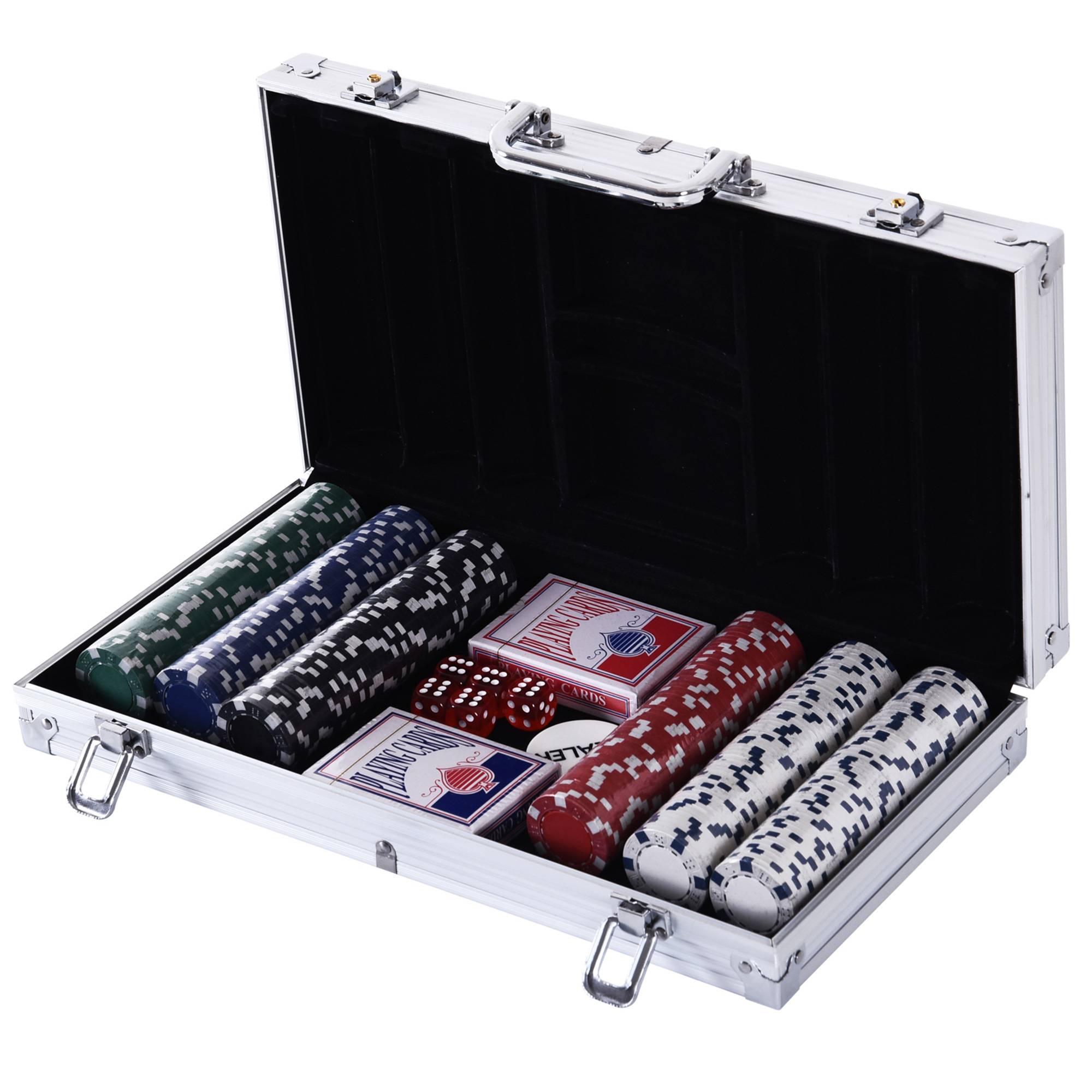 Mallette de Poker Coffret de Poker Complet avec 300 jetons 2 Jeux de Cartes + 2 clés Aluminium - Image 2